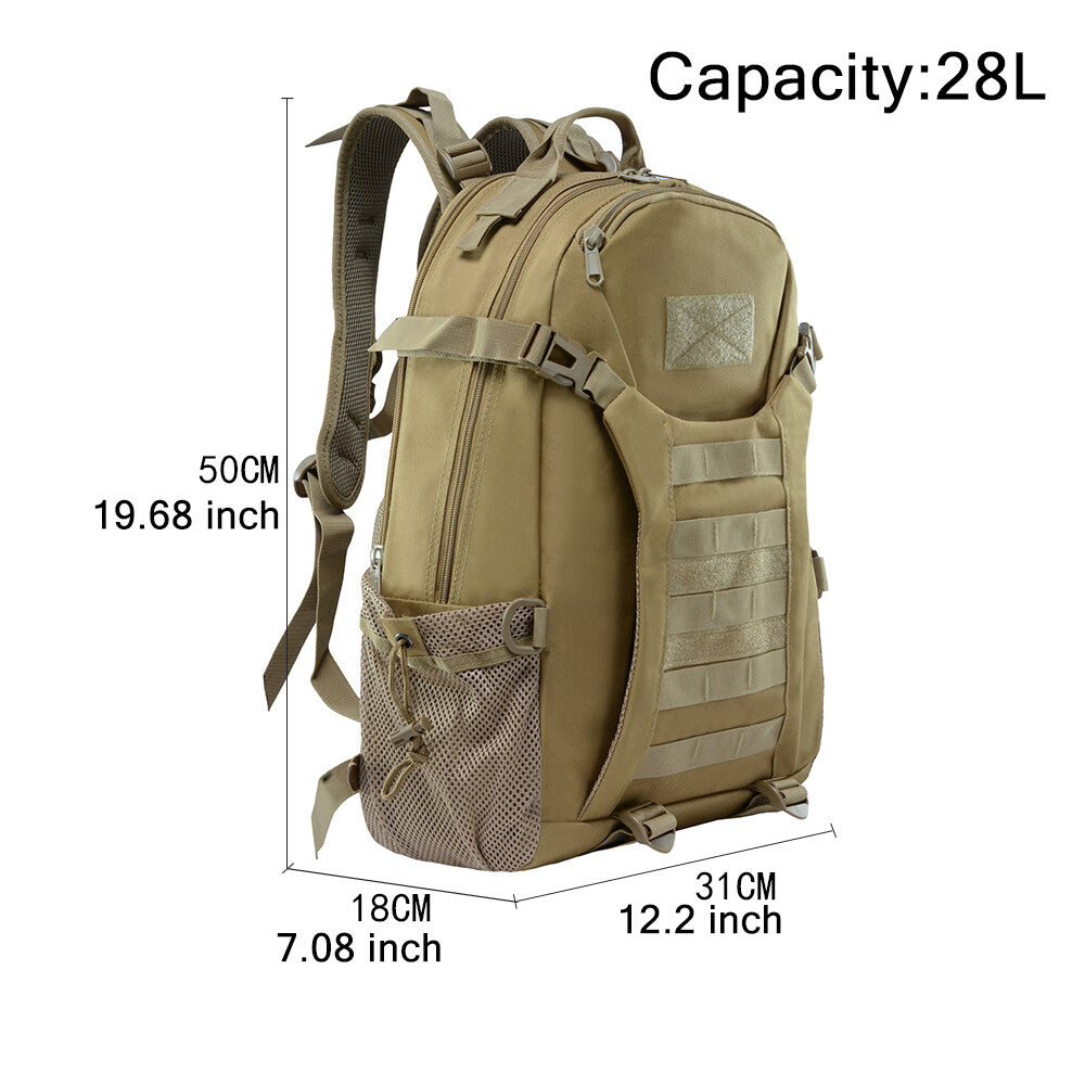 Military Tactical Backpack 28L Large Capacity Molle Daypack for Outdoor Hiking