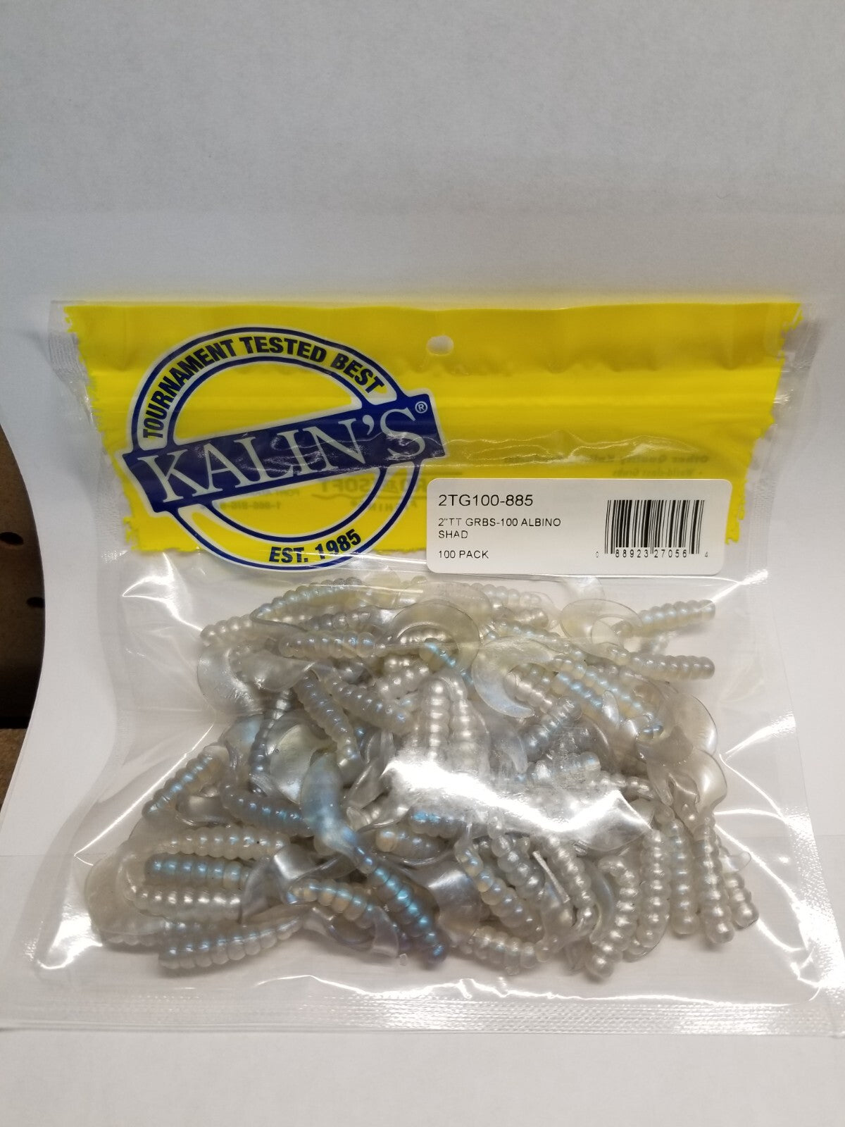 Kalin Triple Threat Grub 2 Inch Albino Shad 100 Pack Fishing Baits