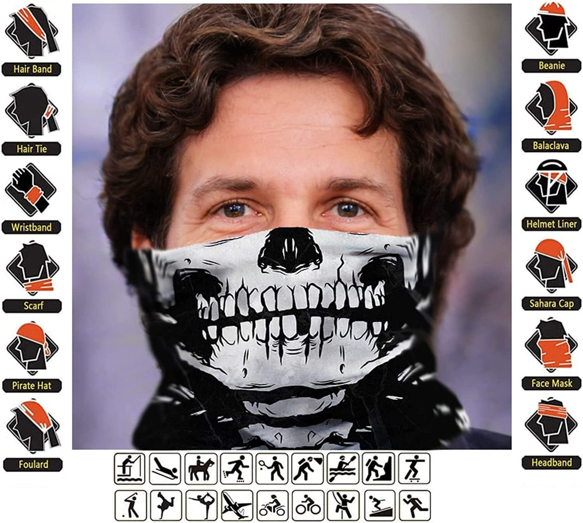 12 Pack Skull Face Masks - Cold Weather Motorcycle Balaclava Gaiter