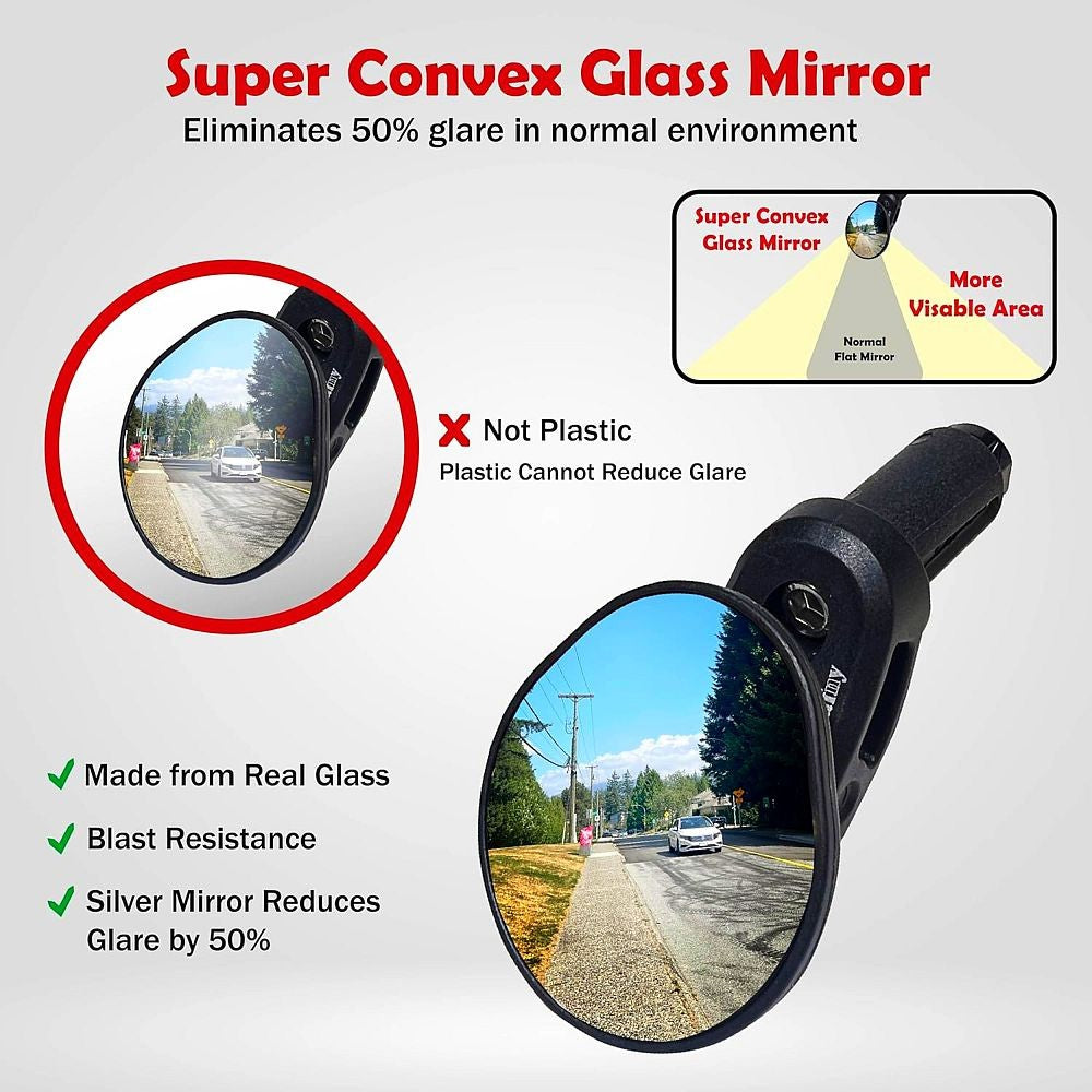 Drop Bar End Mirror Handlebar Bike Mirror Convex Glass 16-24mm