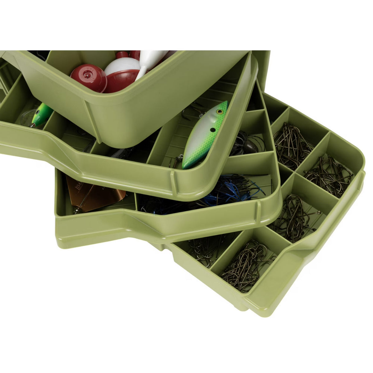 2 Pack Large Fishing Tackle Boxes - 15.5 Inch Green Storage Organizers