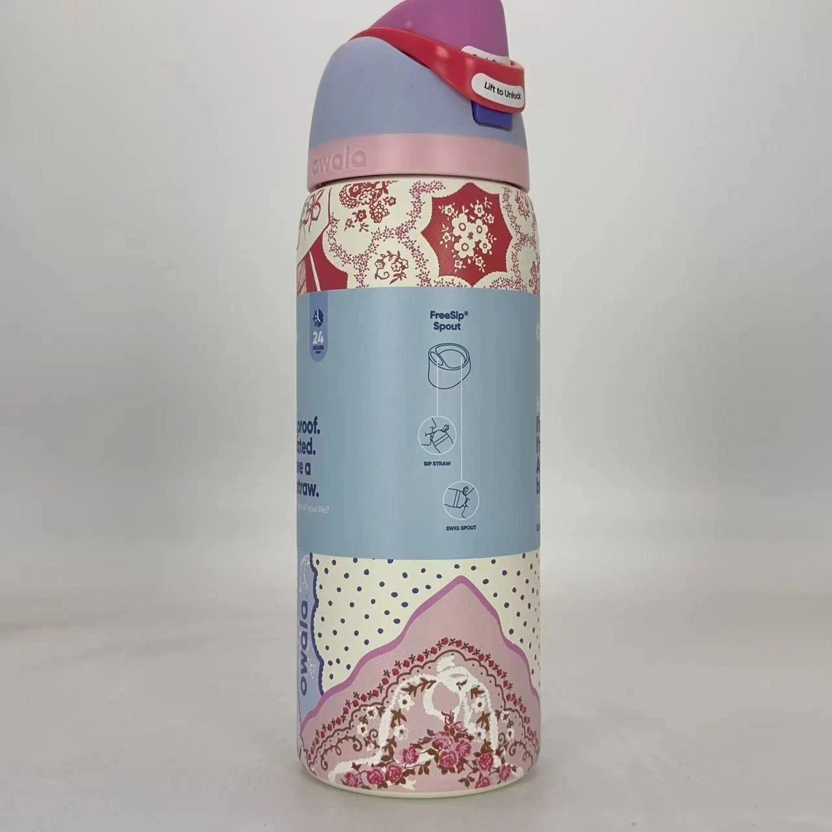 32oz Insulated Water Bottle with Leak-Proof Lid Pink Patchwork - Reusable Sport Bottle