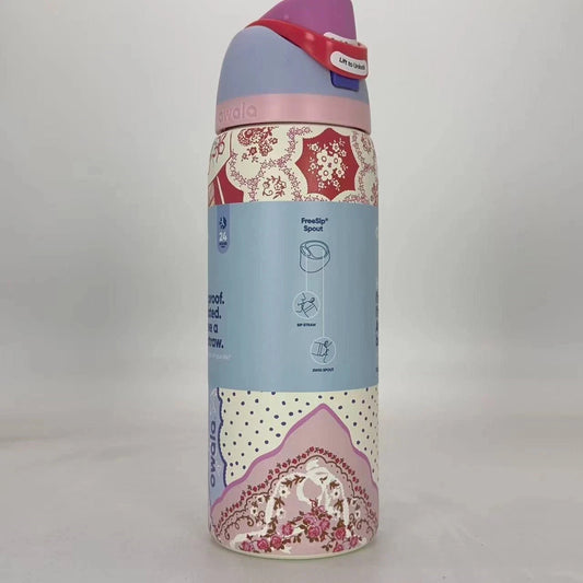 32oz Insulated Water Bottle with Leak-Proof Lid Pink Patchwork - Reusable Sport Bottle