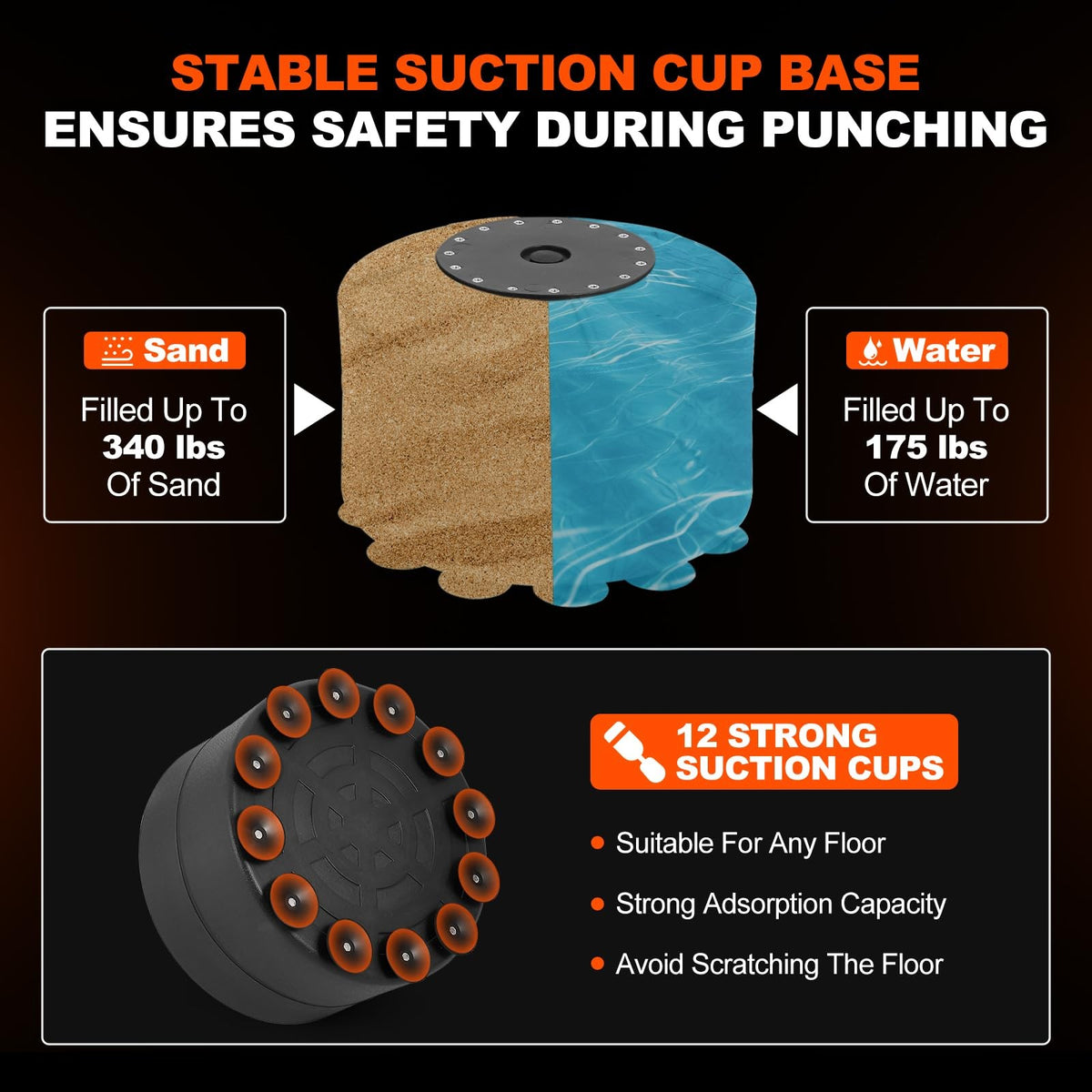 Heavy Punching Bag with Stand for Boxing and Martial Arts Training - Adjustable Height
