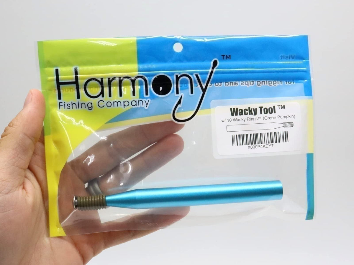 Fishing Wacky Rig O-Ring Tool with 10 Green Pumpkin Rings for Senkos & Stick Baits