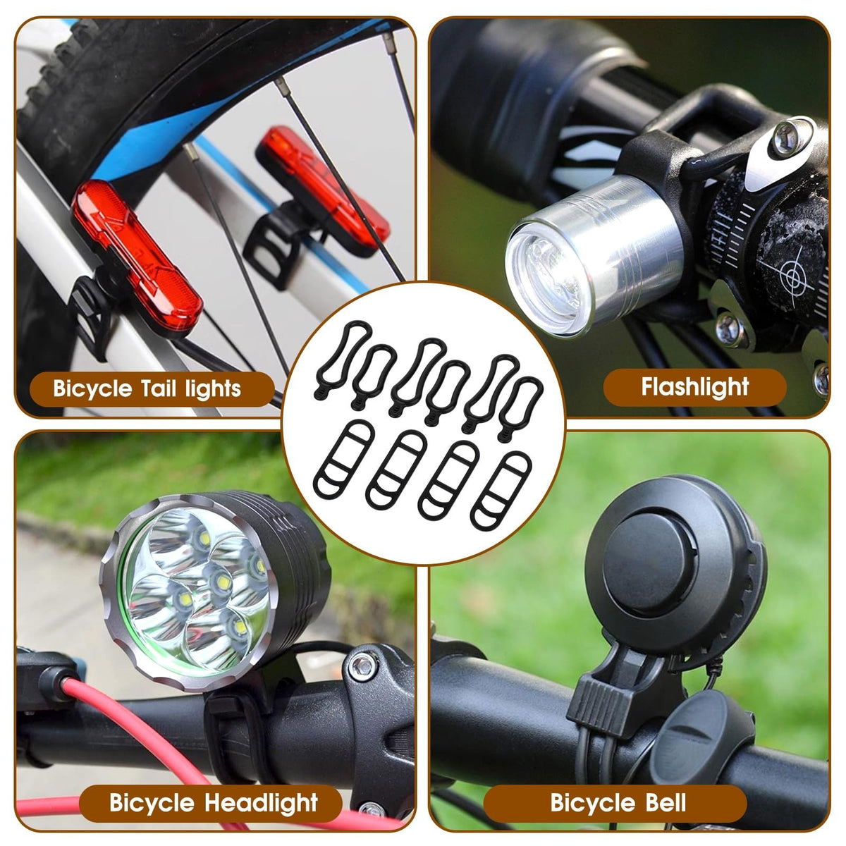 Bike Light Silicone Mount Straps - Replacement Rubber Bands for Bicycle Lights