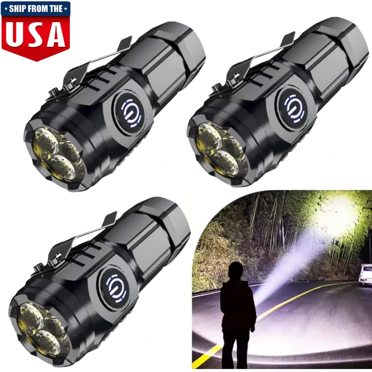 Mini Tactical Flashlight with 5 Modes USB Rechargeable LED Torch