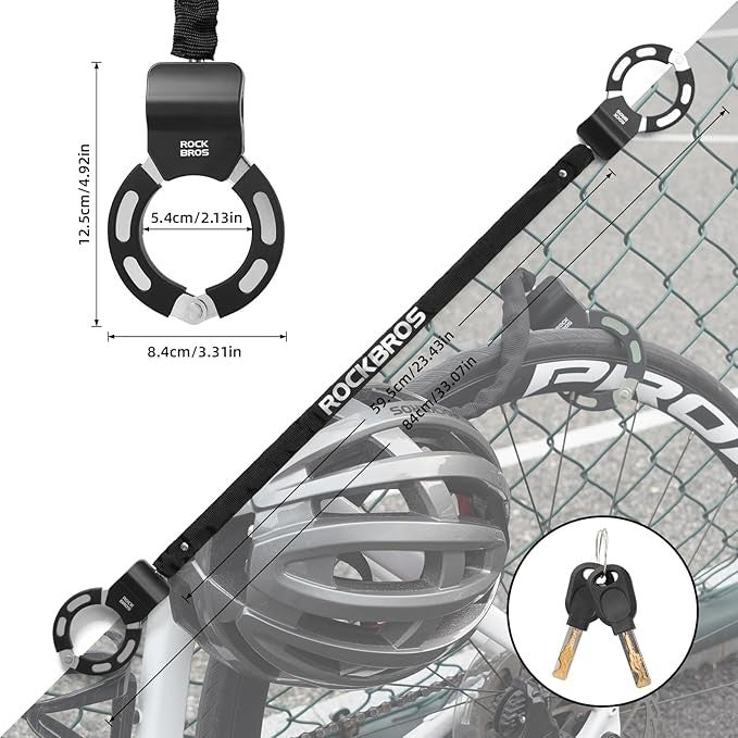 Bike Chain Lock 23.4 Inch Anti-Theft Security Lock with Key for Scooter and Bicycle