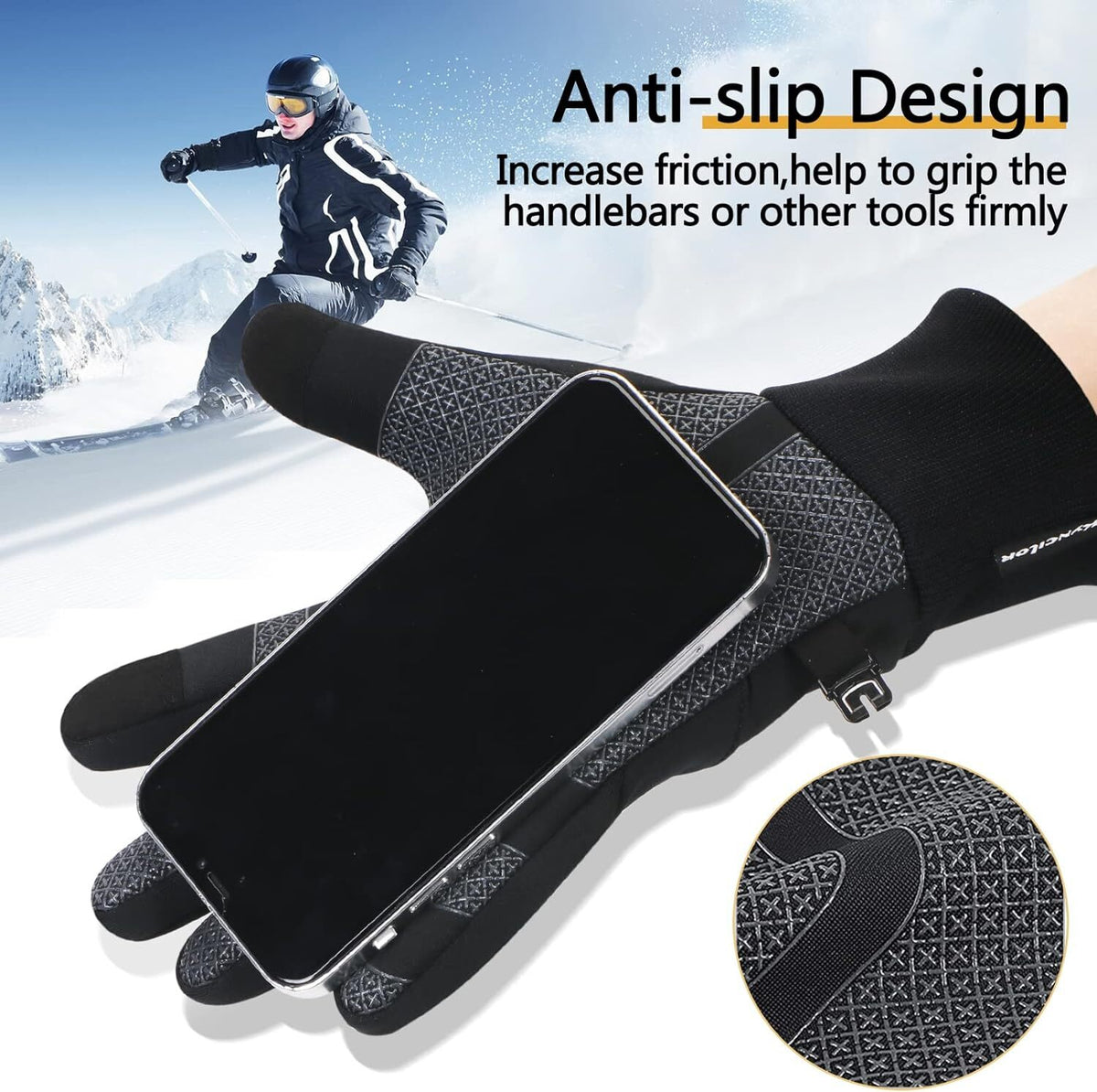 Winter Cycling Gloves Waterproof Touchscreen Thermal Gloves for Cold Weather
