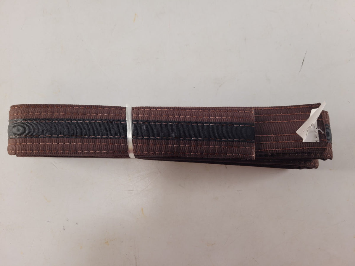 Martial Arts Double Wrap Belt Brown with Black Stripe Size 0