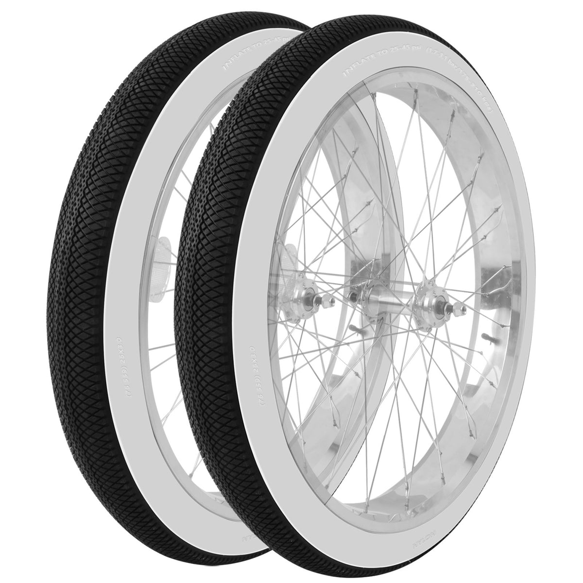 24x3.0 Fat Bike Tires White Wall Cruiser Tires 25-45 PSI