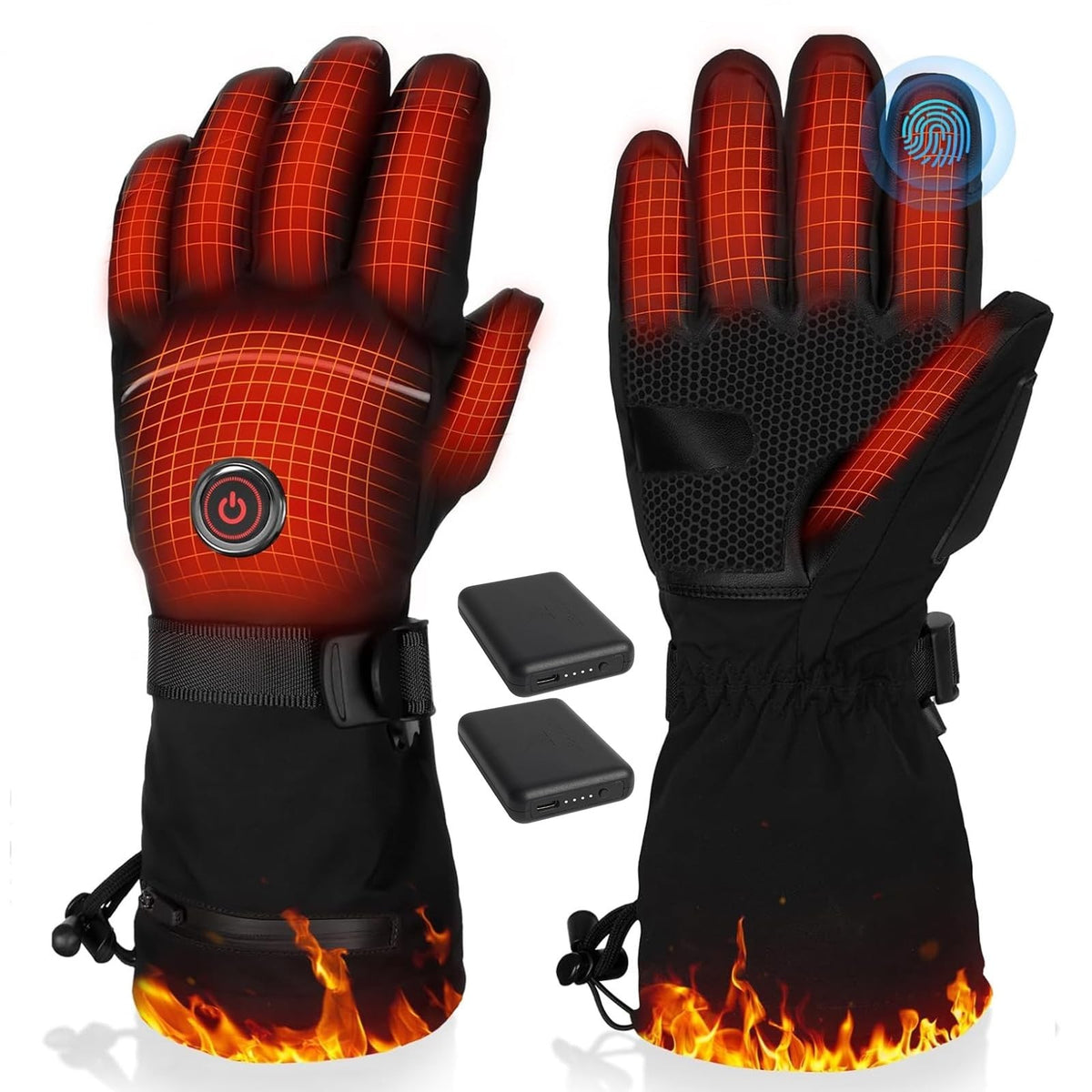 Rechargeable Heated Gloves Waterproof Touchscreen Skiing Hunting Gloves