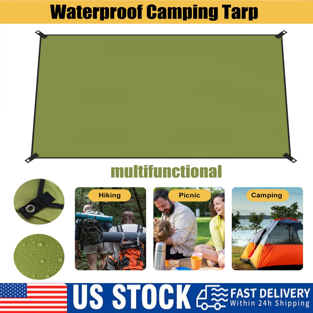 Waterproof Camping Tarp Shelter for Outdoor Backpacking and Rain Protection