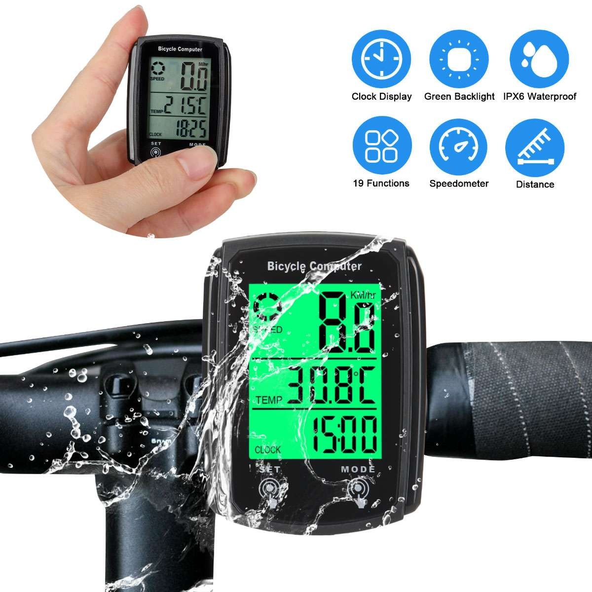 Wireless Digital Bicycle Speedometer with LCD Odometer and Waterproof Design