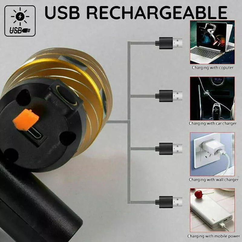 USB Rechargeable Bicycle Front and Rear LED Lights Set - Waterproof Cycling Lights