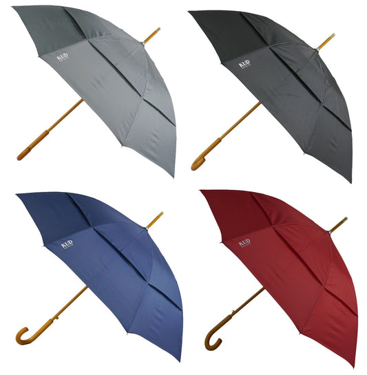 48-Inch Classic English Wooden Umbrella with Windproof Vented Canopy