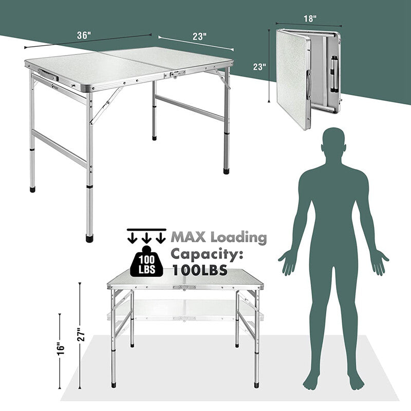 Portable Folding Camping Table with Adjustable Legs - Lightweight Outdoor Table