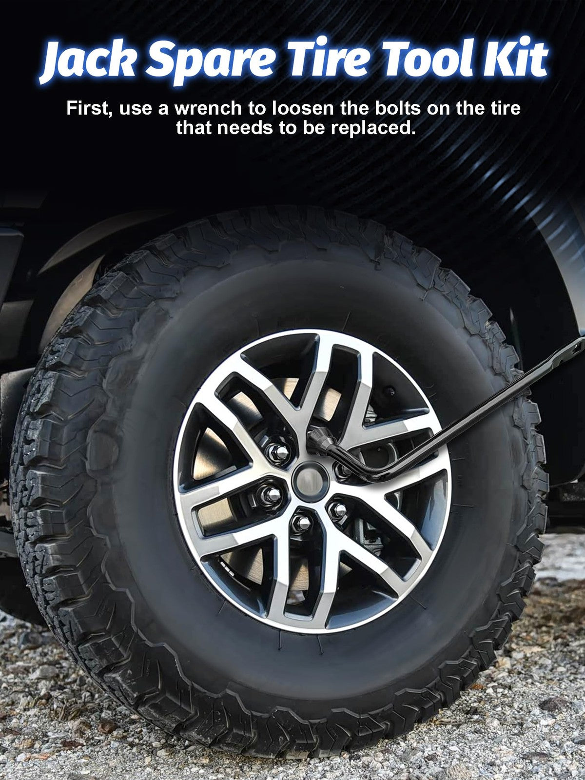Vehicle Tire Repair Kit with Jack and Wrench for Ford F-150 2004-2019