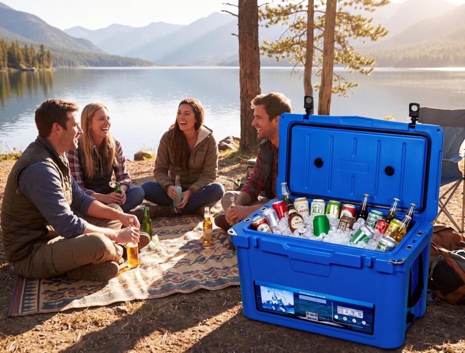 Extra Thick Insulation Camping Cooler - Multiple Sizes Keep Ice Up to 7 Days