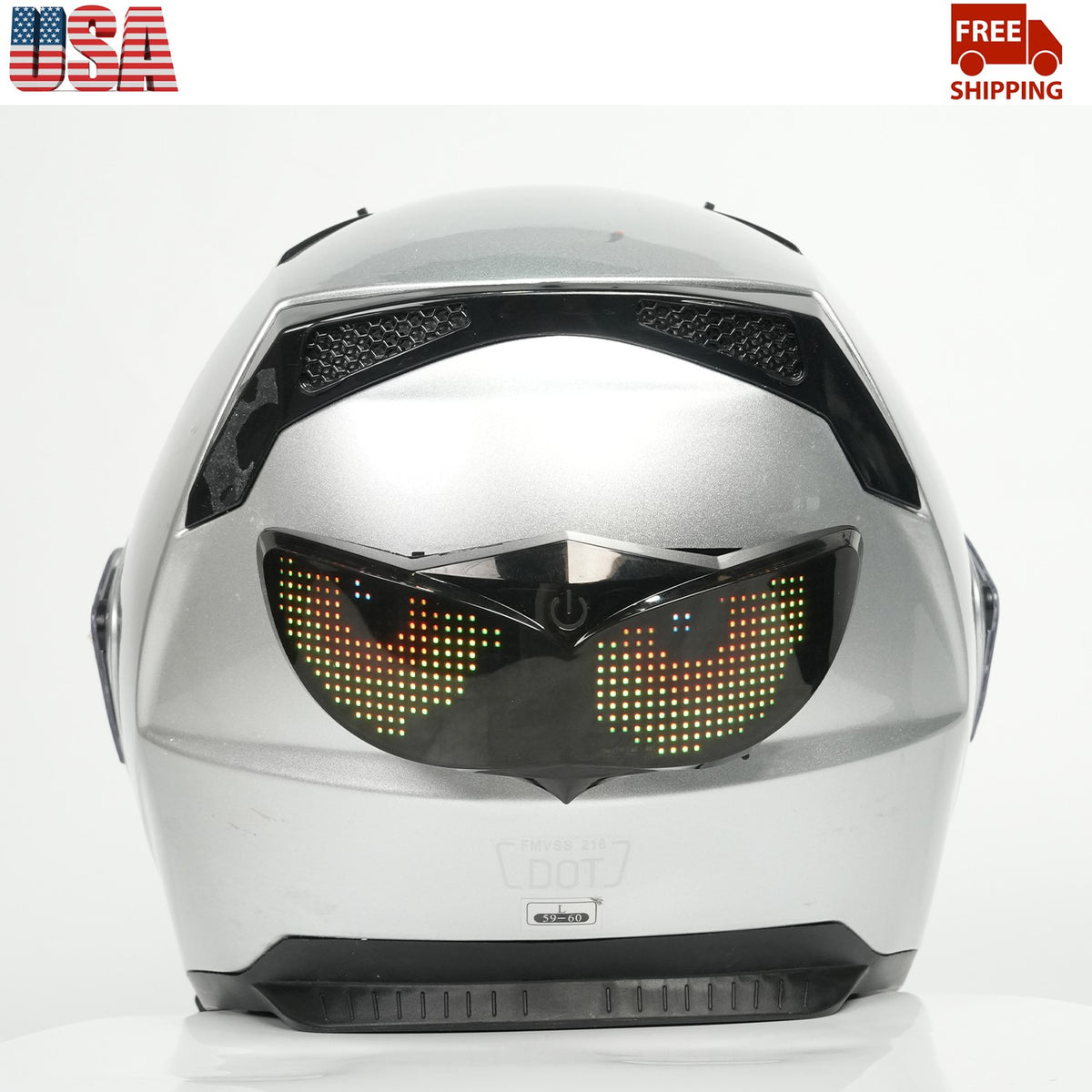 Bluetooth LED Helmet Light for Motorcycle Safety Customizable Pixel Signal Lamp