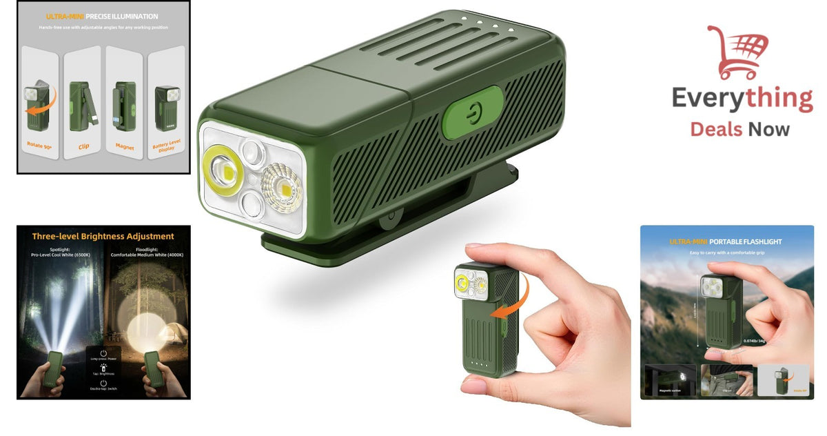 Rechargeable 200 Lumen Clip-On Flashlight with 90° Swivel & Magnetic Base