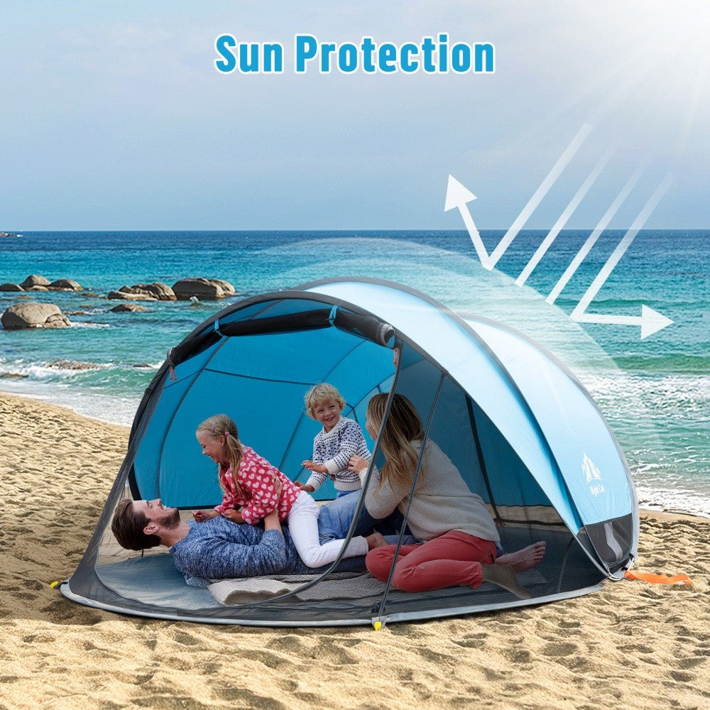 Portable Pop-Up Beach Tent Sun Shelter UPF 50+ for Family, 2-4 People