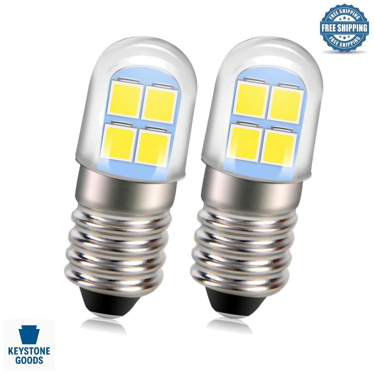 E10 LED Flashlight Bulb 240LM, 4-6V, 2 Pack for Camping & Bike Lights