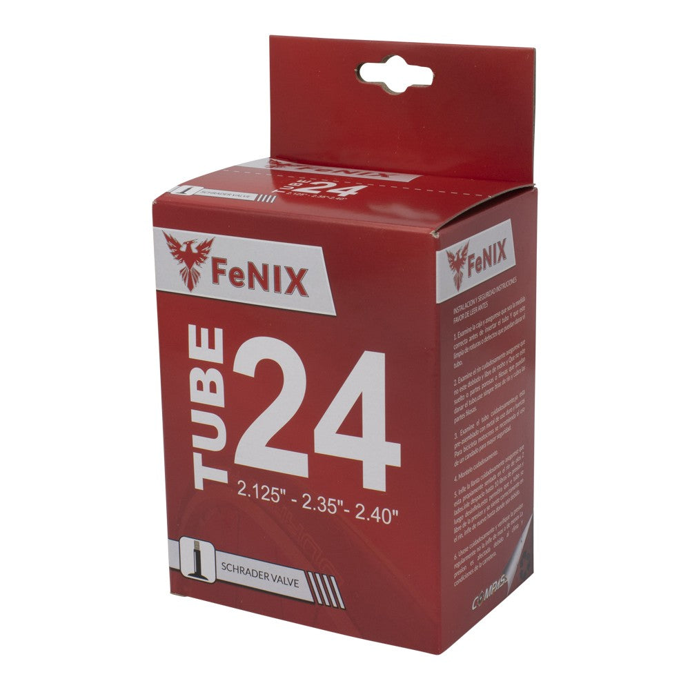 24-inch Bicycle Tube with Schrader Valve - Fits 2.125, 2.35, 2.40 Inches