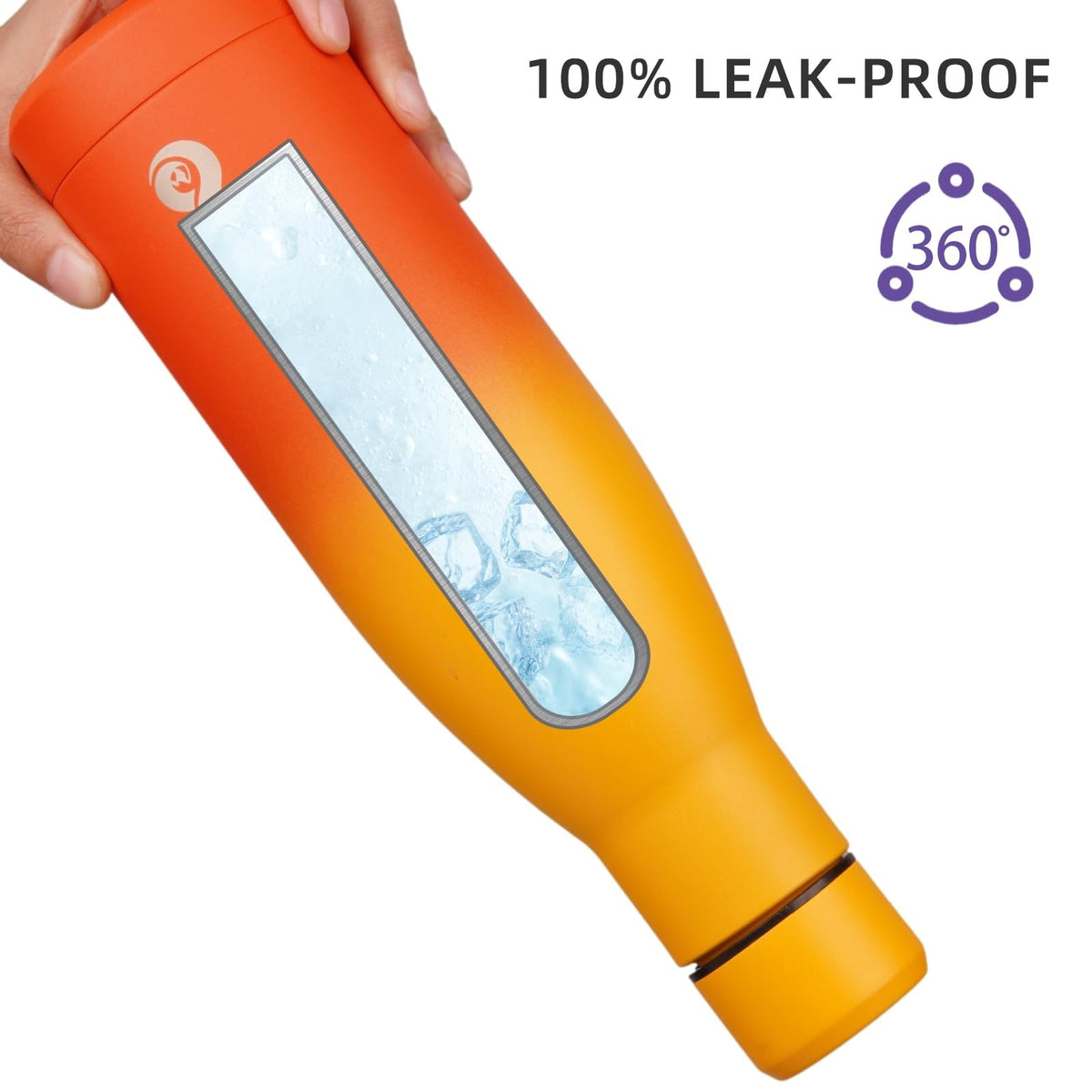 12oz Insulated Stainless Steel Water Bottle - Reusable Thermal Flask - Sunset Orange