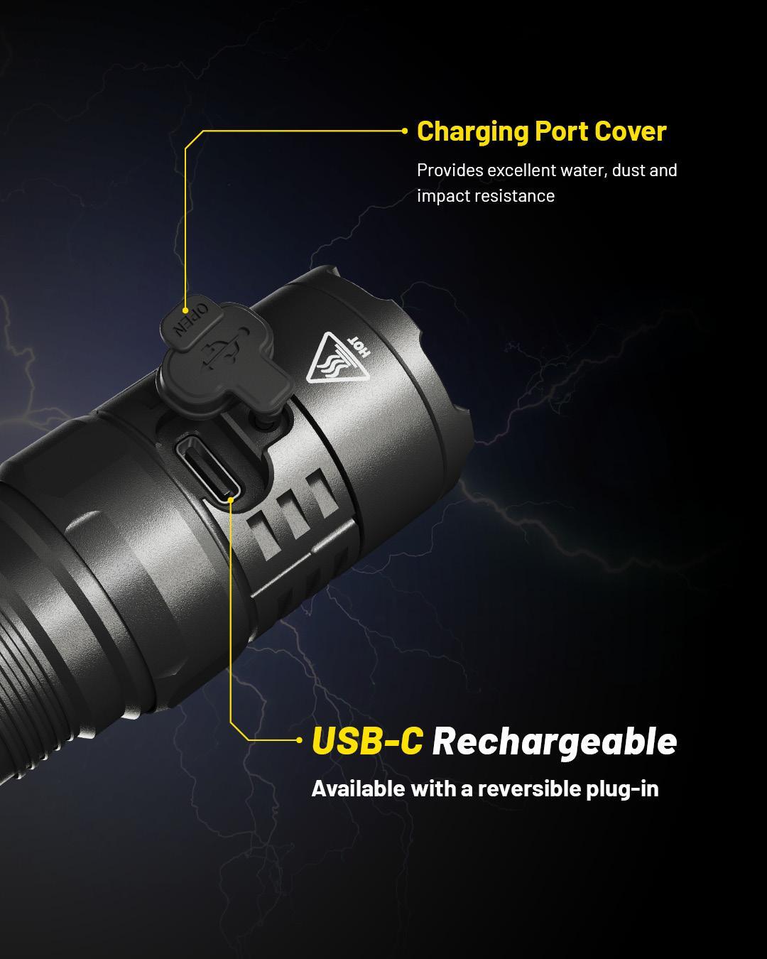 Long Range Tactical Flashlight 3000 Lumens with Extra 21700 Batteries