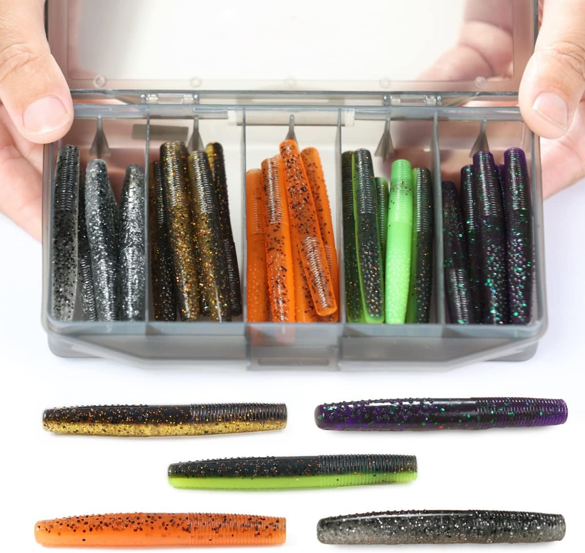 Ned Rig Baits Kit - Soft Plastic Worms & Crawfish for Bass Fishing