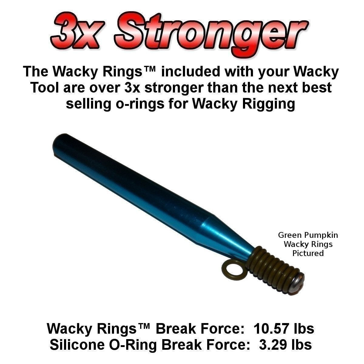 Fishing Wacky Rig O-Ring Tool with 10 Green Pumpkin Rings for Senkos & Stick Baits