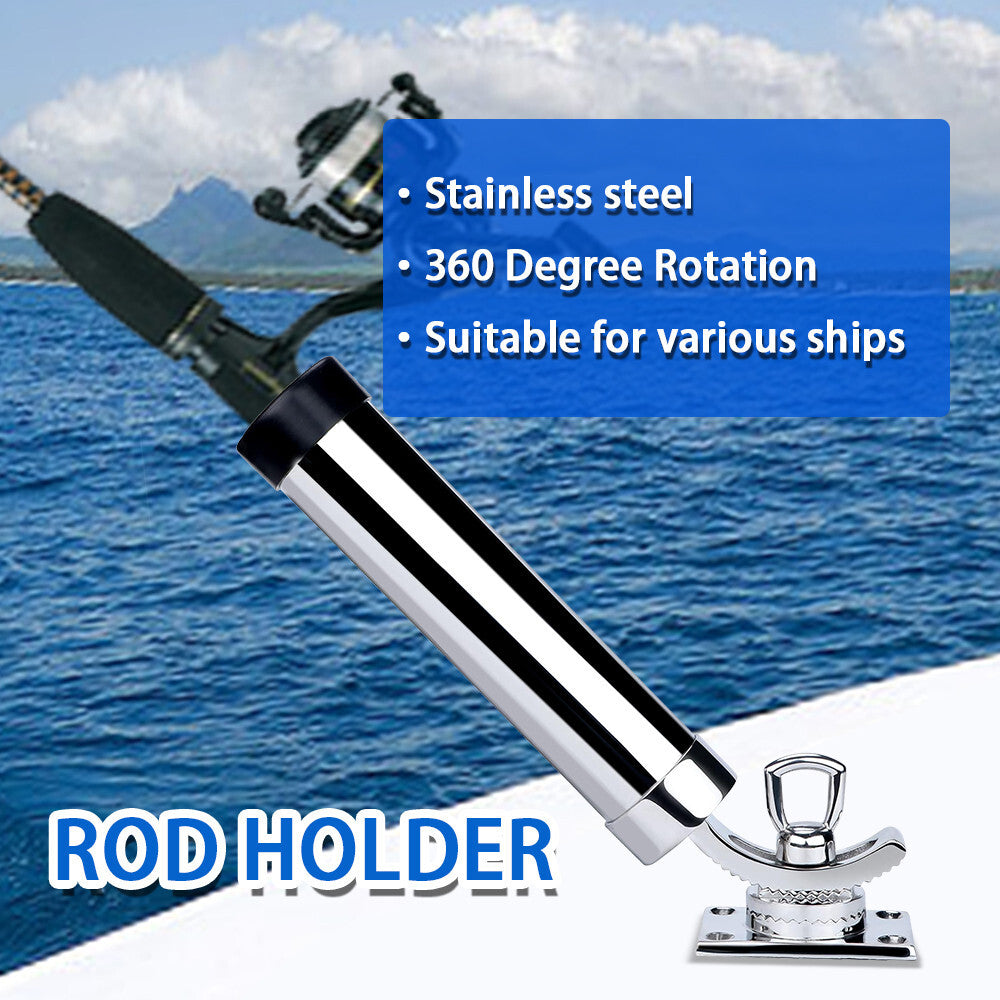 4-Pack Stainless Steel Boat Fishing Rod Holders 360° Rotation Outrigger Mounts