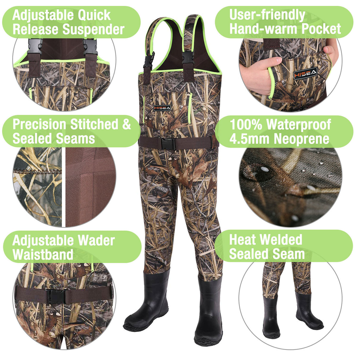 Kids Waterproof Neoprene Waders for Fishing and Muddy Outdoor Play