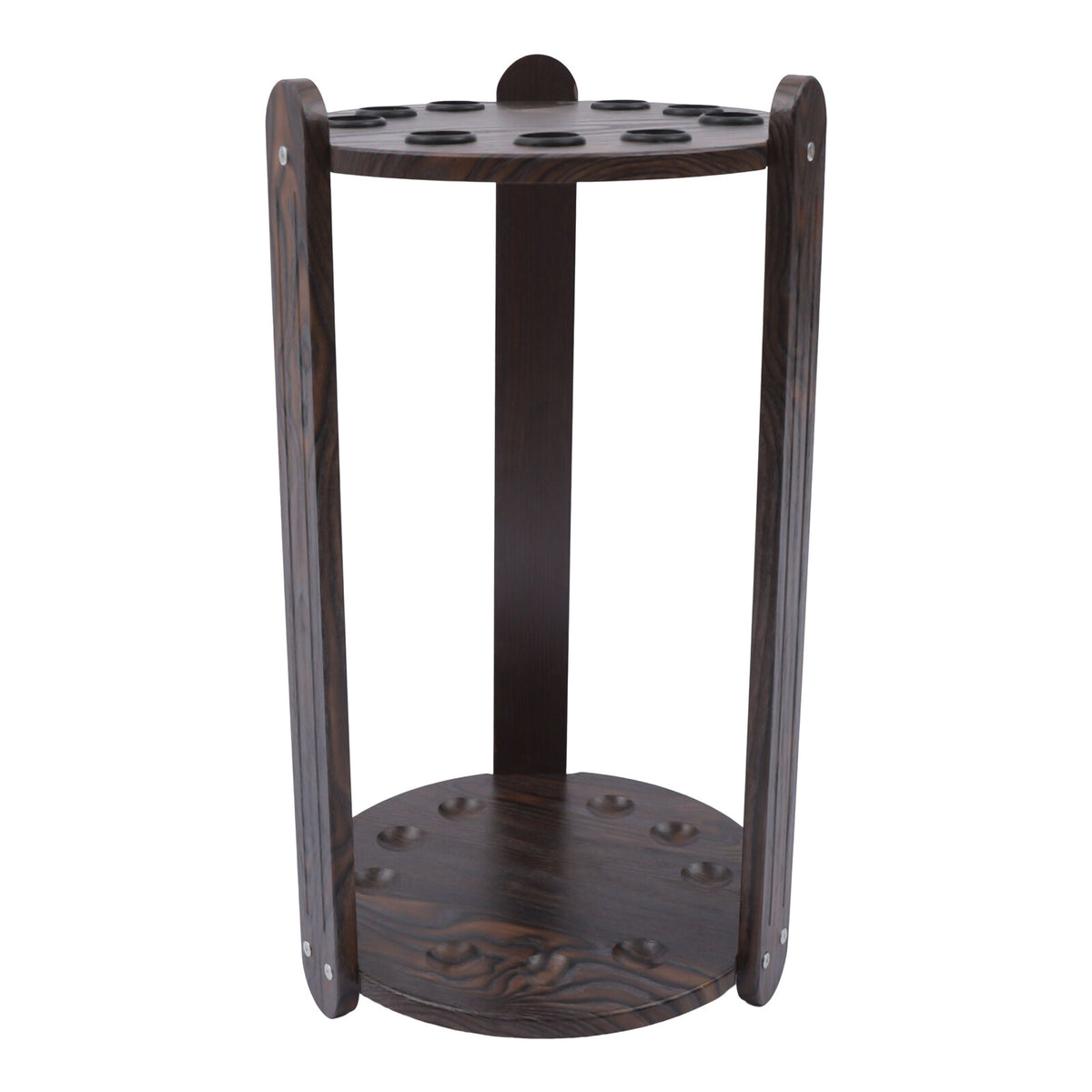 Floor Stand 9-Hole Billiard Cue Holder Rack, Wooden Pool Cue Storage