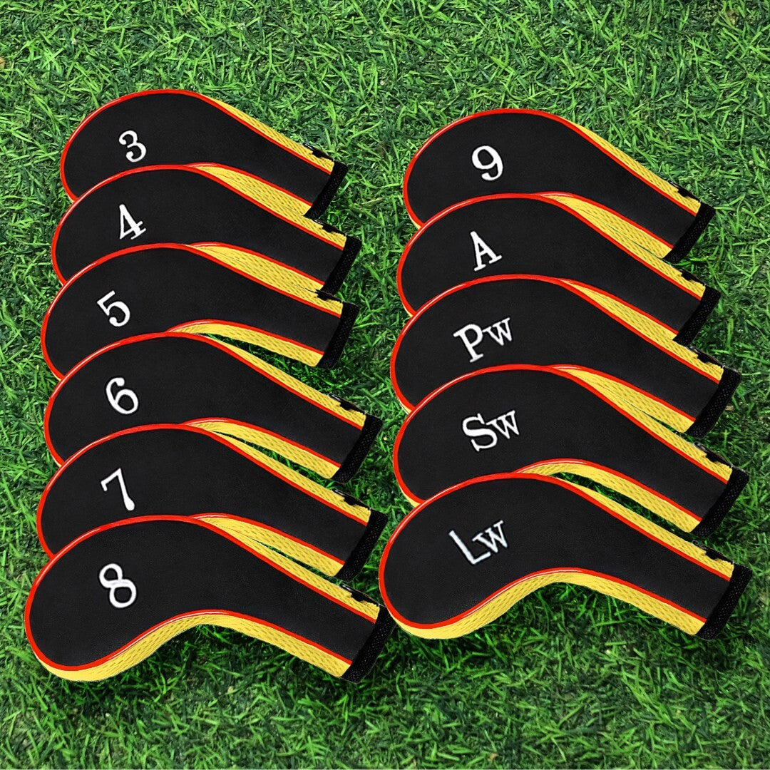 Golf Iron Headcovers Set 11pcs Zippered Protect Clubs Left & Right Hand