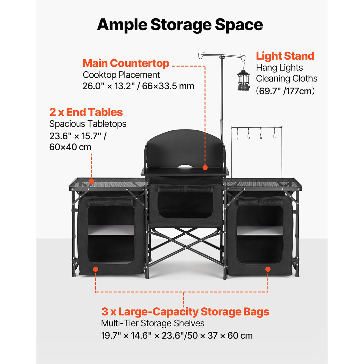 Portable Camping Table with Storage Organizer for Outdoor Use