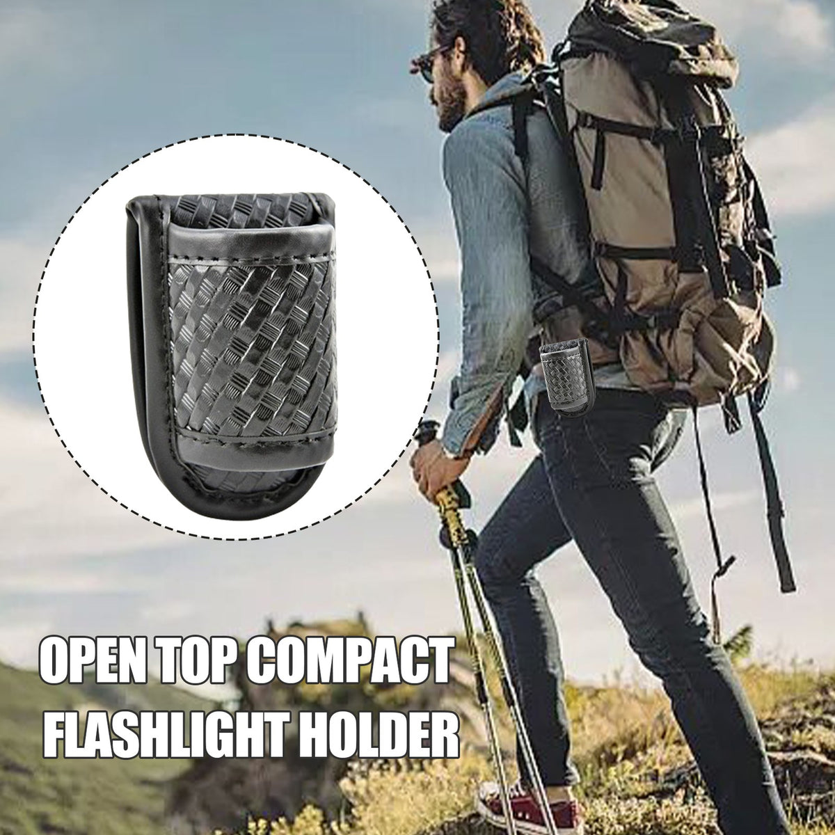 Universal Flashlight Belt Holster Pouch Nylon PU Leather Carry Case