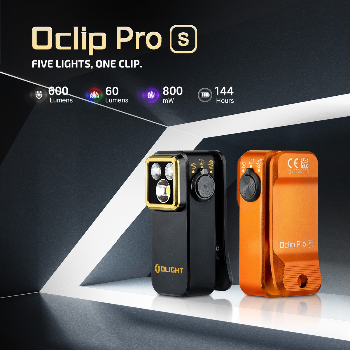 Multifunctional EDC Clip Light with 600 Lumens UV RGB Modes - Rechargeable