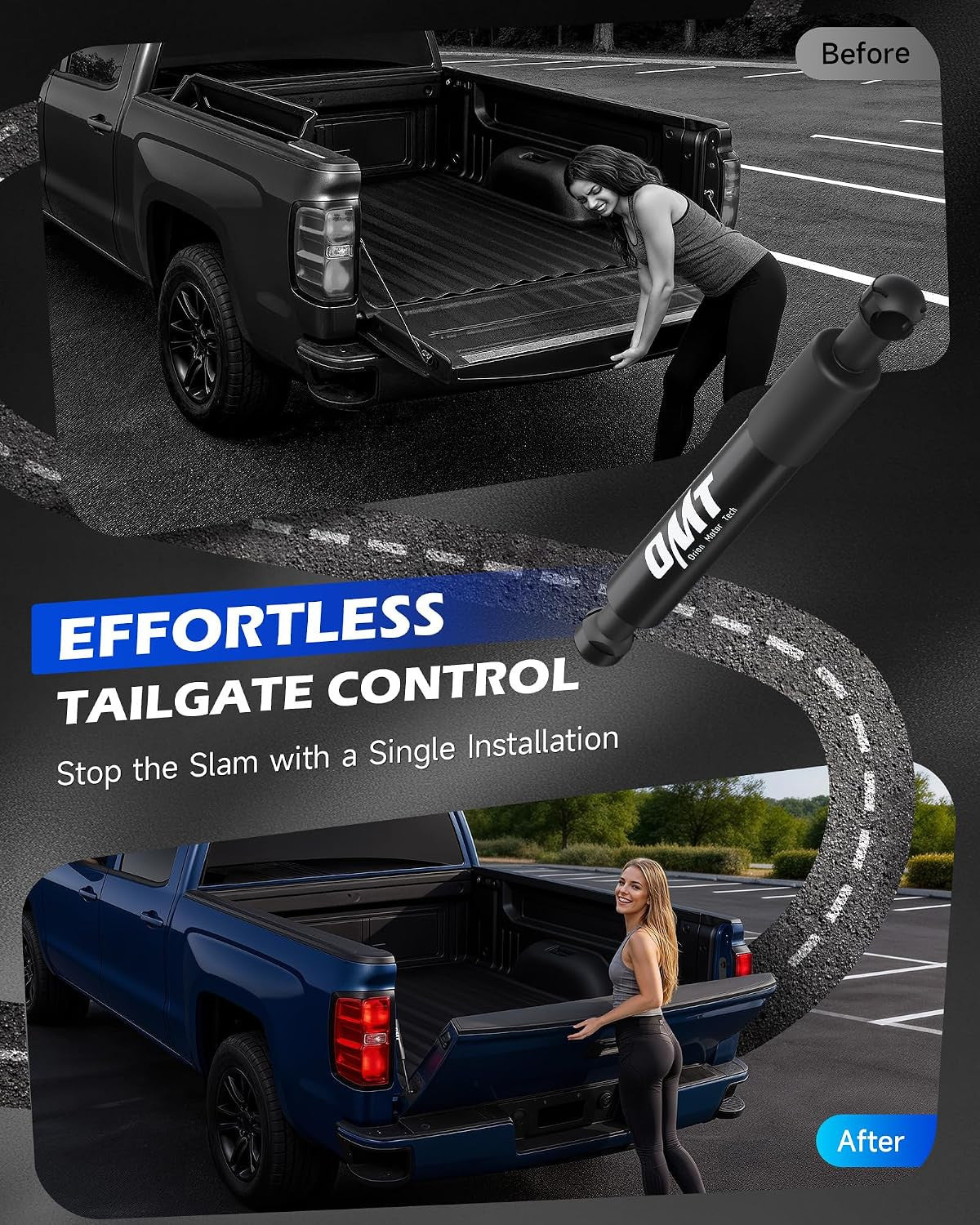 Tailgate Assist Shock for Silverado Sierra 2007-2019 - Black