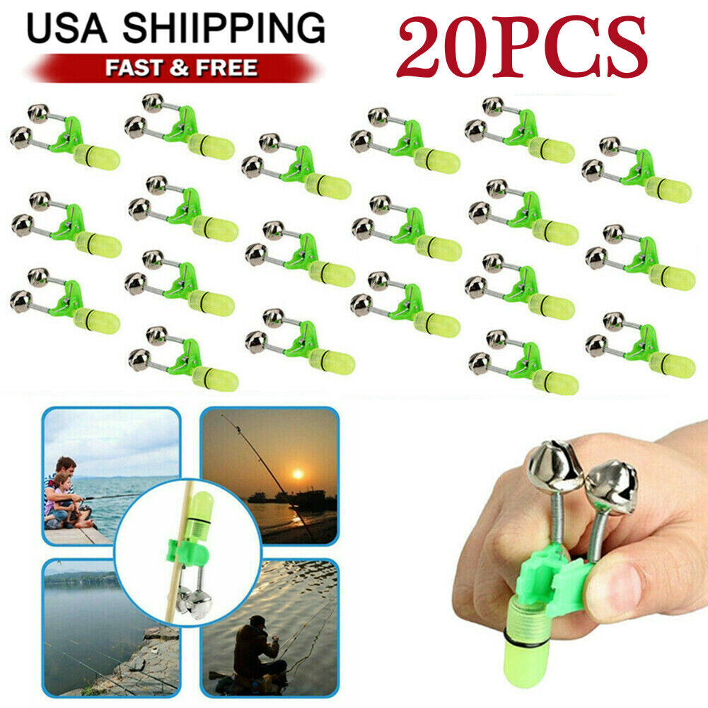 LED Night Fishing Bite Alarm Bells Set for Rod Tip Alert - Waterproof