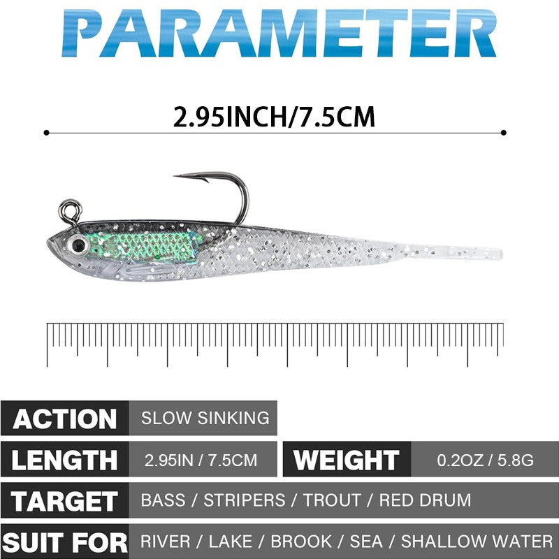 20pcs Soft Plastic Fishing Lures Minnow Baits for Bass Trout Perch Swimbait