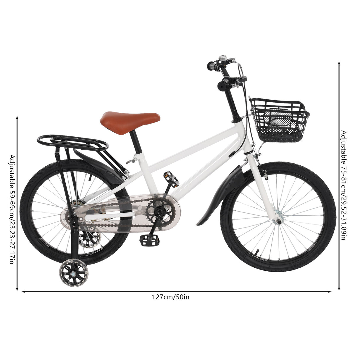 18 Inch Kids Bicycle with Training Wheels & Basket for Children 6-8 Years