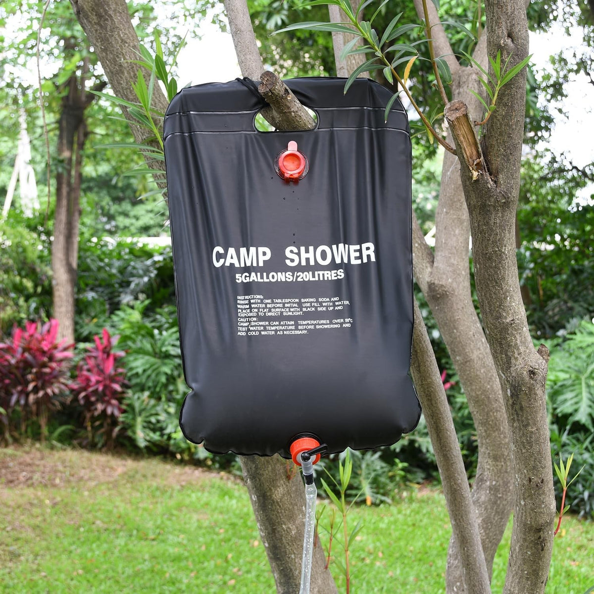2 Pack 20L Solar Camping Shower Bags with Hose & Head - Portable Hot Water