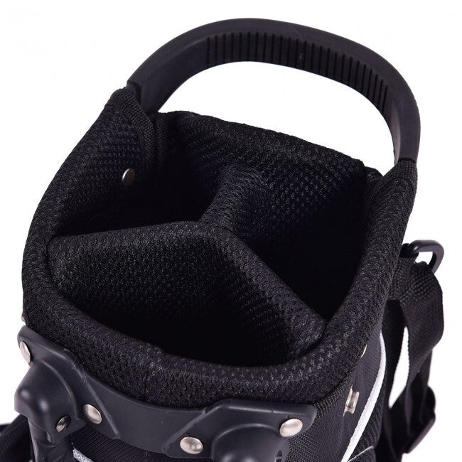 Golf Stand Cart Bag with 4-Way Divider & Multiple Pockets - Lightweight Black