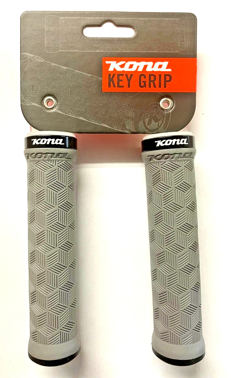 Lock-On Bike Handlebar Grips - Grey Pair, 30mm Diameter, Tacky Rubber