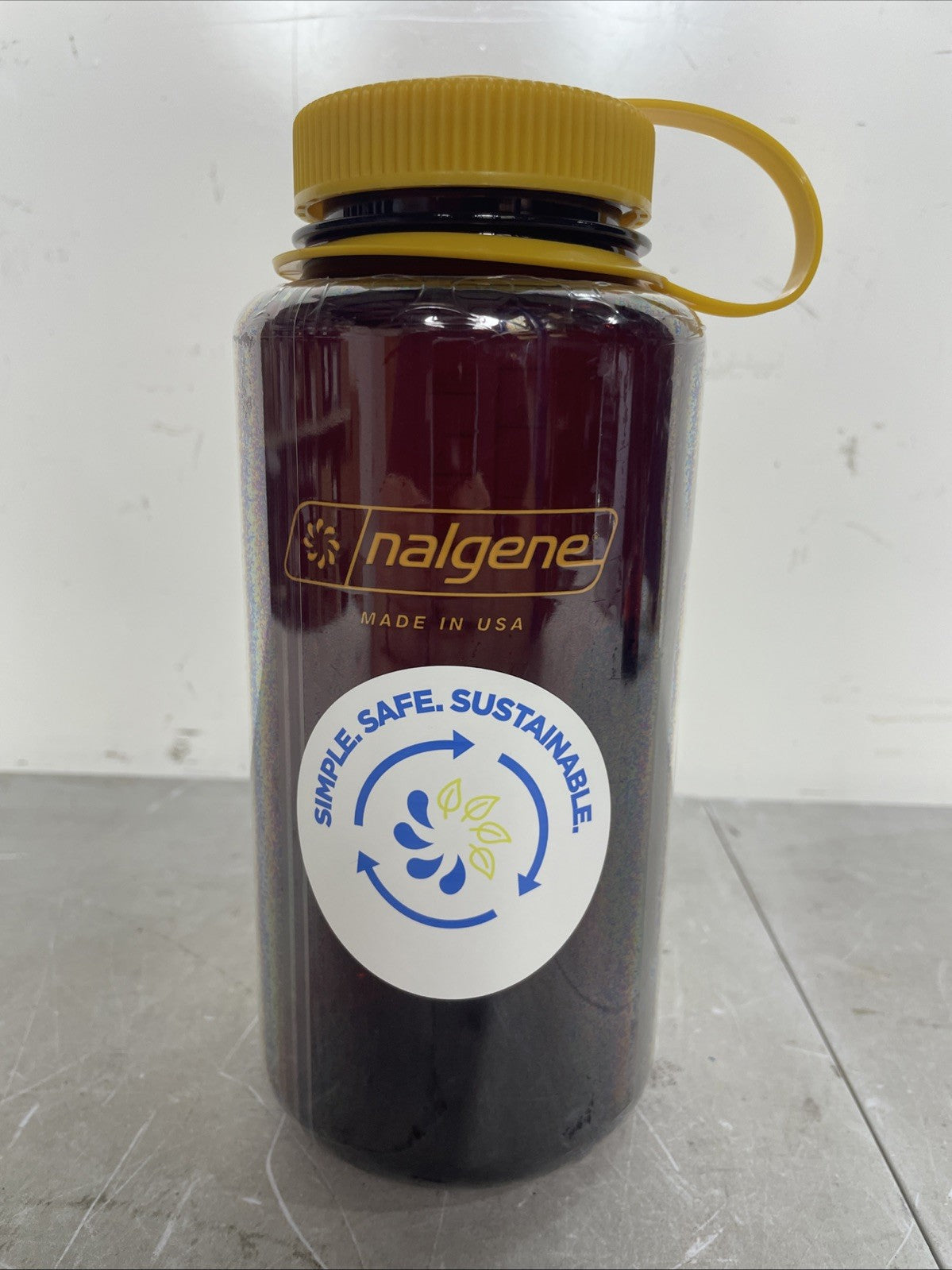 32 oz Wide Mouth Water Bottle with Golden Yellow Cap - Reusable Hydration Flask
