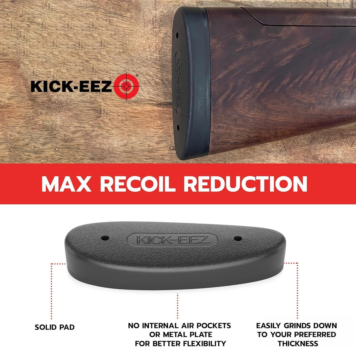 All-Purpose Recoil Pad with Sorbothane for Shotgun & Rifle - Grind-to-Fit, Made in USA