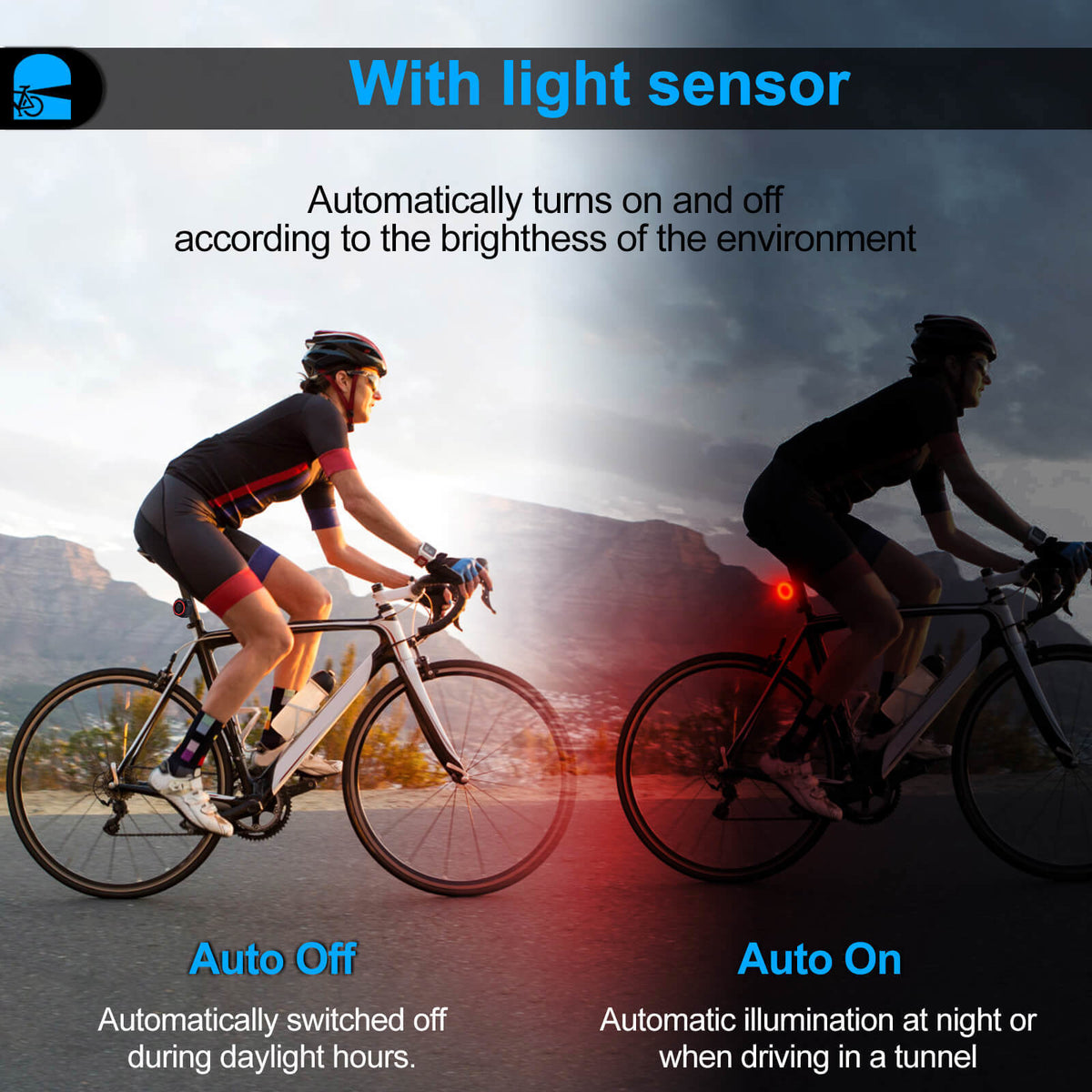 Wireless Waterproof Bike Alarm with Remote & Taillight USB Charging - 115dB