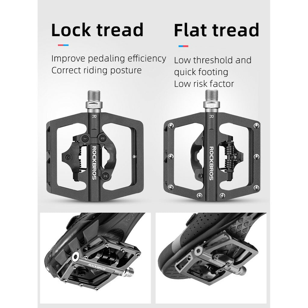 Bike Pedals SPD Lock Non-Slip MTB 2-in-1 Dual Function Pedals